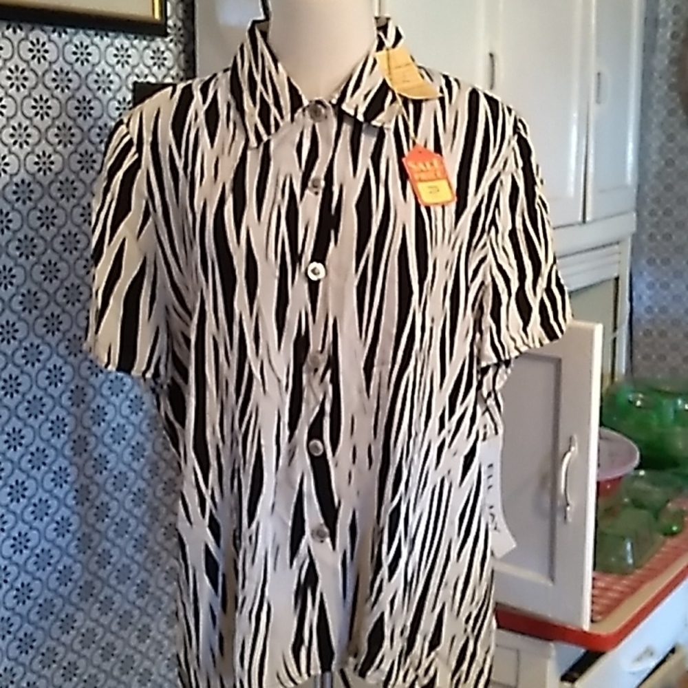 Vintage 1980s Ell Jay zebra design blouse